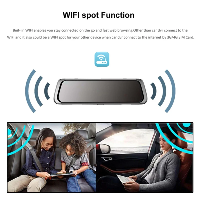 Tefanball 4G ADAS Car DVR Android Rear View Camera HD 10 inches Full IPS Touch Screen Dash Cam GPS Navi Dual Lens Video Recorder