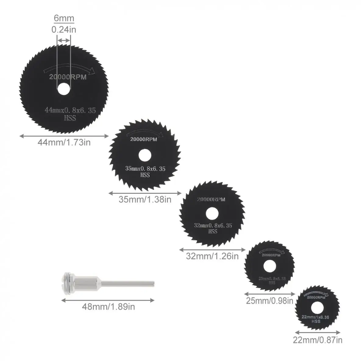 6pcs/set Circular Saw Blade Rotary Tool Metal Cutter Power Kit Wood Cutting Discs Drill Mandrel Accessories | Инструменты