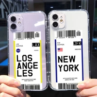 city name new phone case for iphone 13 pro max 12 pro max 11 pro 6s 7 8 plus x xr xs max silicone tpu luxury air tickets cover