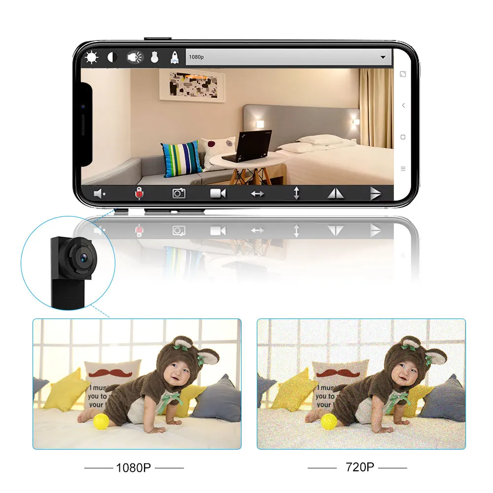 1080p P2P Мини Wi Fi IP камера с двойным объективом Беспроводная дистанционная для