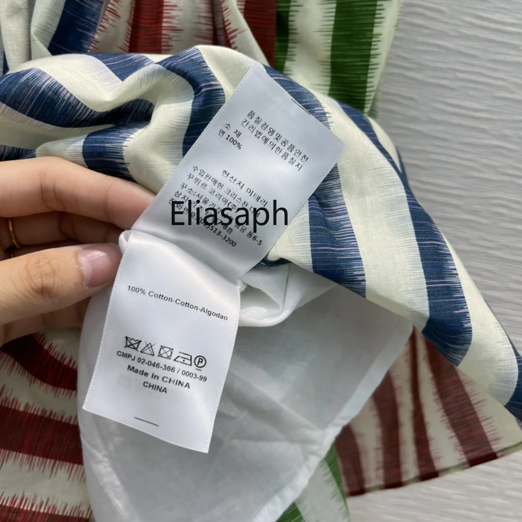 

Holiday Style Striped Dresses for Women Summer 2020 High-end Brand Lapel Short Sleeve Dress Loose Big Hem Cotton Striped Dresses