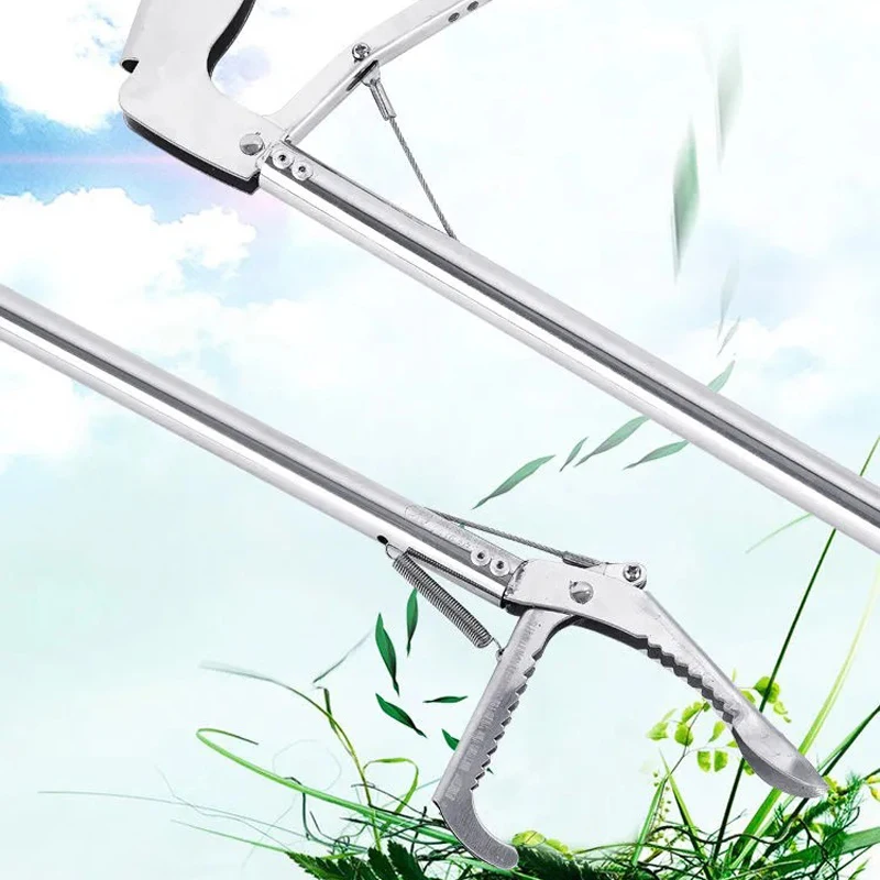 Pinzas de serpiente plegables de 1,2 m, recogedor de reptiles, alicates de mand&iacute;bula ancha plegables, suministro de herramientas de Control de serpiente de acero inoxidable-2