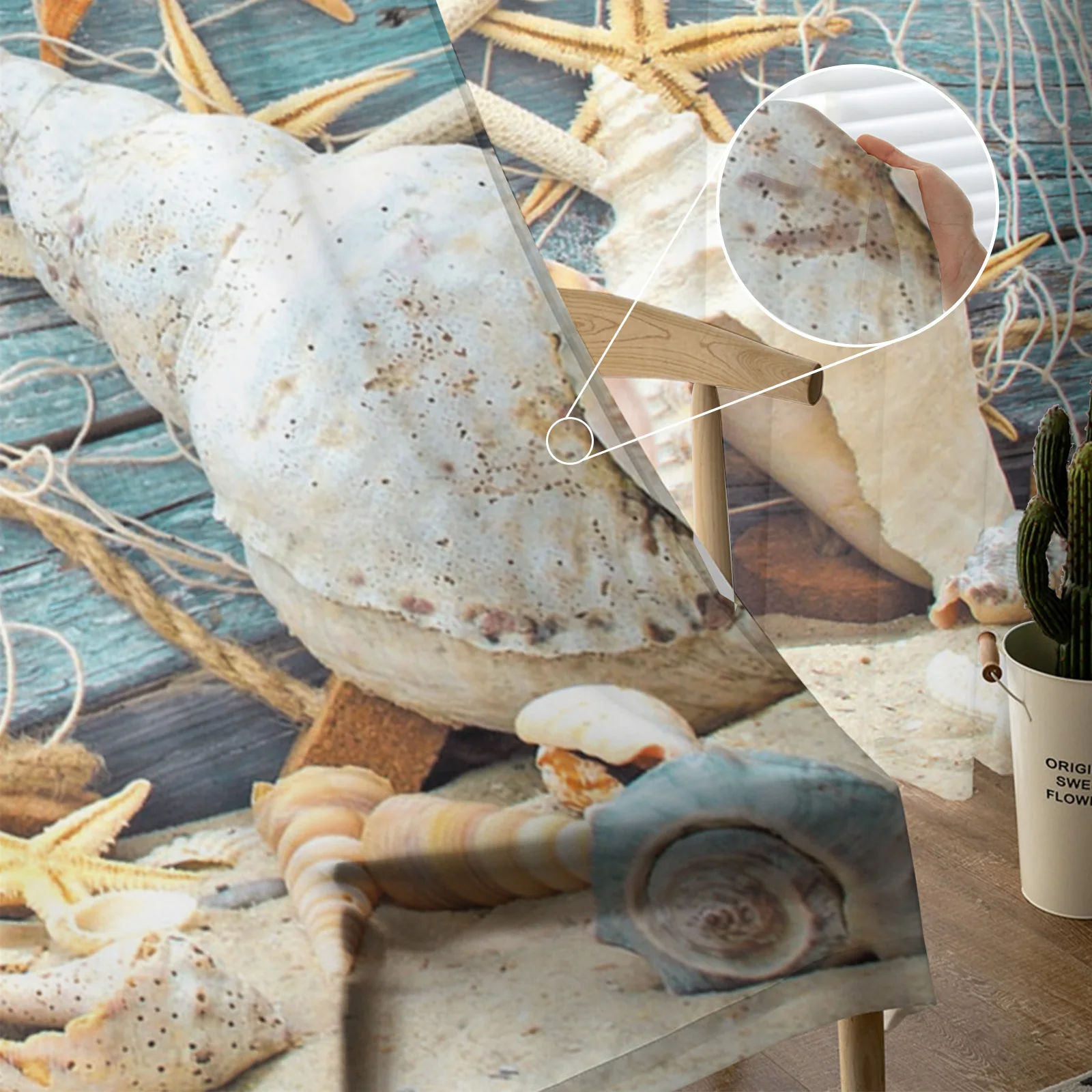 Морская звезда Пляж ракушка рыболовная сеть тюлевые занавески для гостиной