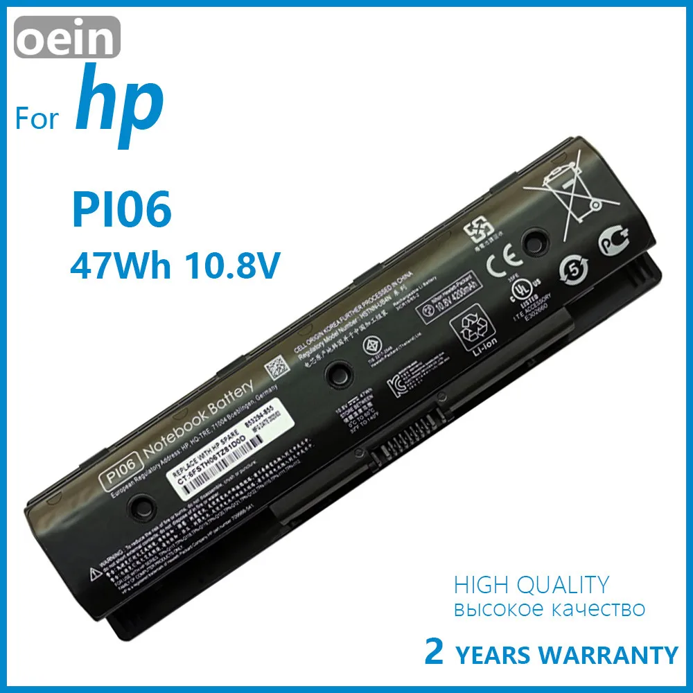 

Oein натуральная PI06 ноутбук Батарея для струйного принтера HP Pavilion 14 15 Envy 17 17t 17z HSTNN-DB4N HSTNN-DB4O HSTNN-LB4O 710417-001 аккумулятор большой емкости 710416-001PI0