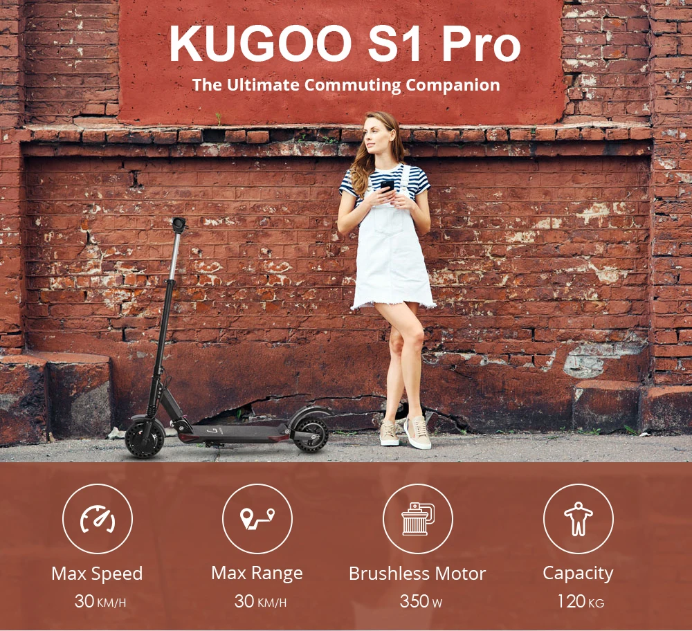 [ЕС сток] KUGOO S1 PRO складной электрический скутер для взрослых 350 Вт ЖК-дисплей 8 дюймов шина для Xiaomi M365 электрический скутер E скутер