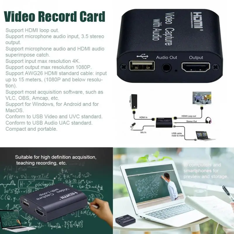 Устройство для видеокарты HDMI 1080P с петлевым выходом 4K видео устройство на USB 2