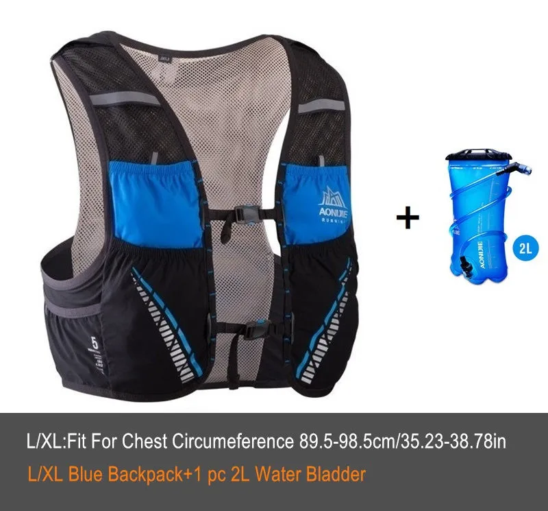 Blue-L-Set A AONIJIE C933 5L Открытый Спорт бег рюкзак марафон Trail Running жилет гидратации пакет для 2L вода сумка Велоспорт Пеший Туризм Сумка - Цвет: Blue-L-Set A