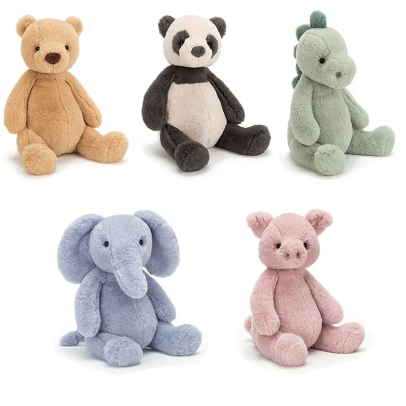 

Cute Soft Fluffy Hair Elephants Piggy Brown Teddy Bear Baby Cuddly Doll Panda Dinosaur Stuffed Cartoon Animals Kids Appease Toy