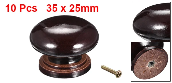 D Brown 35x25mm 10pc Uxcell 5-12 шт. круглая ручка 35 мм 24 мм 28 мм диаметр мебель для шкафа спальни кухни темно-коричневого дерева белого цвета - Цвет: D Brown 35x25mm 10pc