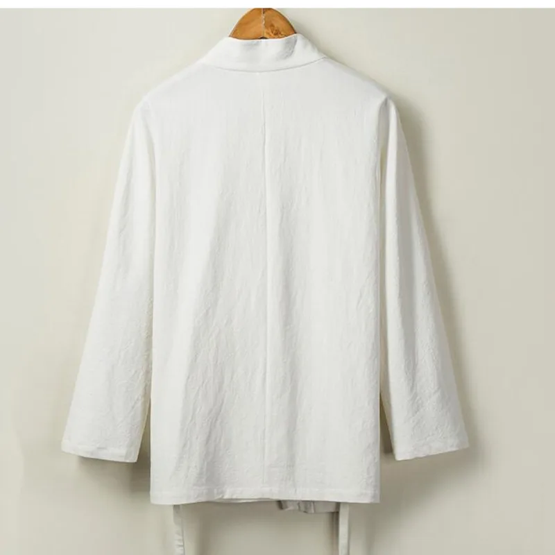 #4215 одежда на весну и осень в китайском Стиль из хлопка льна пальто мужской ремень