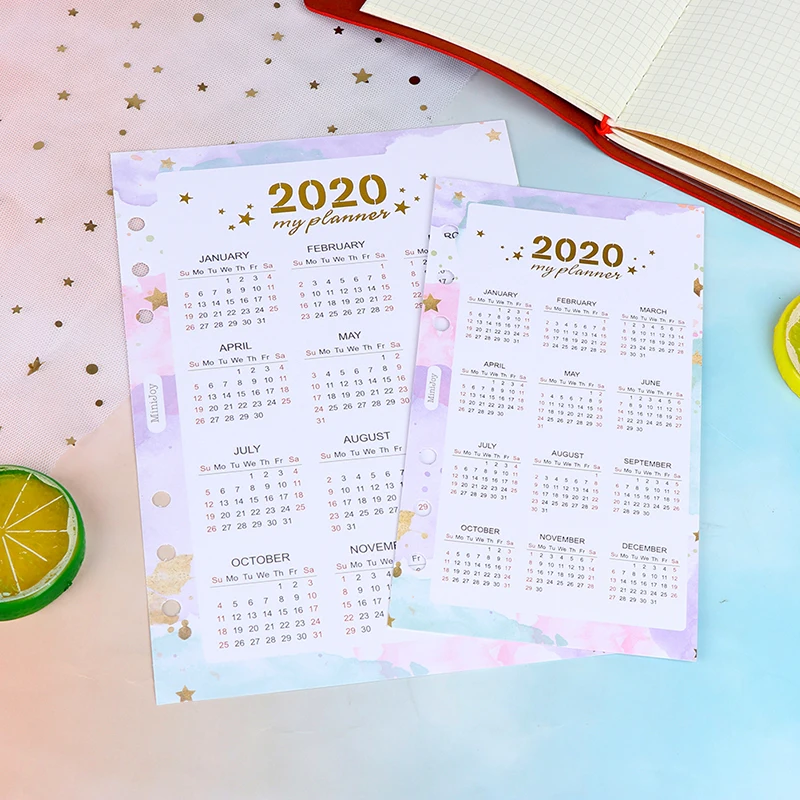 Календарь на 2020 год индексные разделители акварель Заправка для 6 отверстий