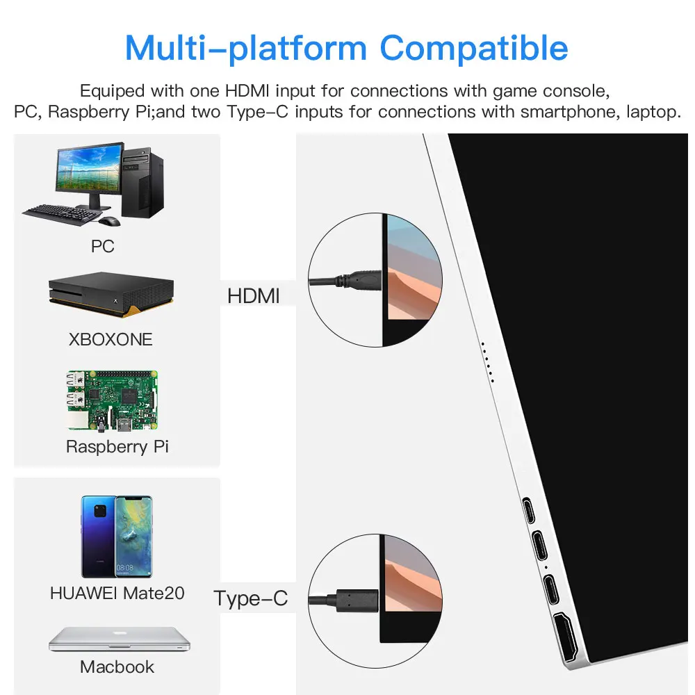 Eyoyo EM15F 15 6 &quotпортативный HDMI ЖК сенсорный экран игровой монитор IPS FHD 1920x1080 HDR Тип USB C