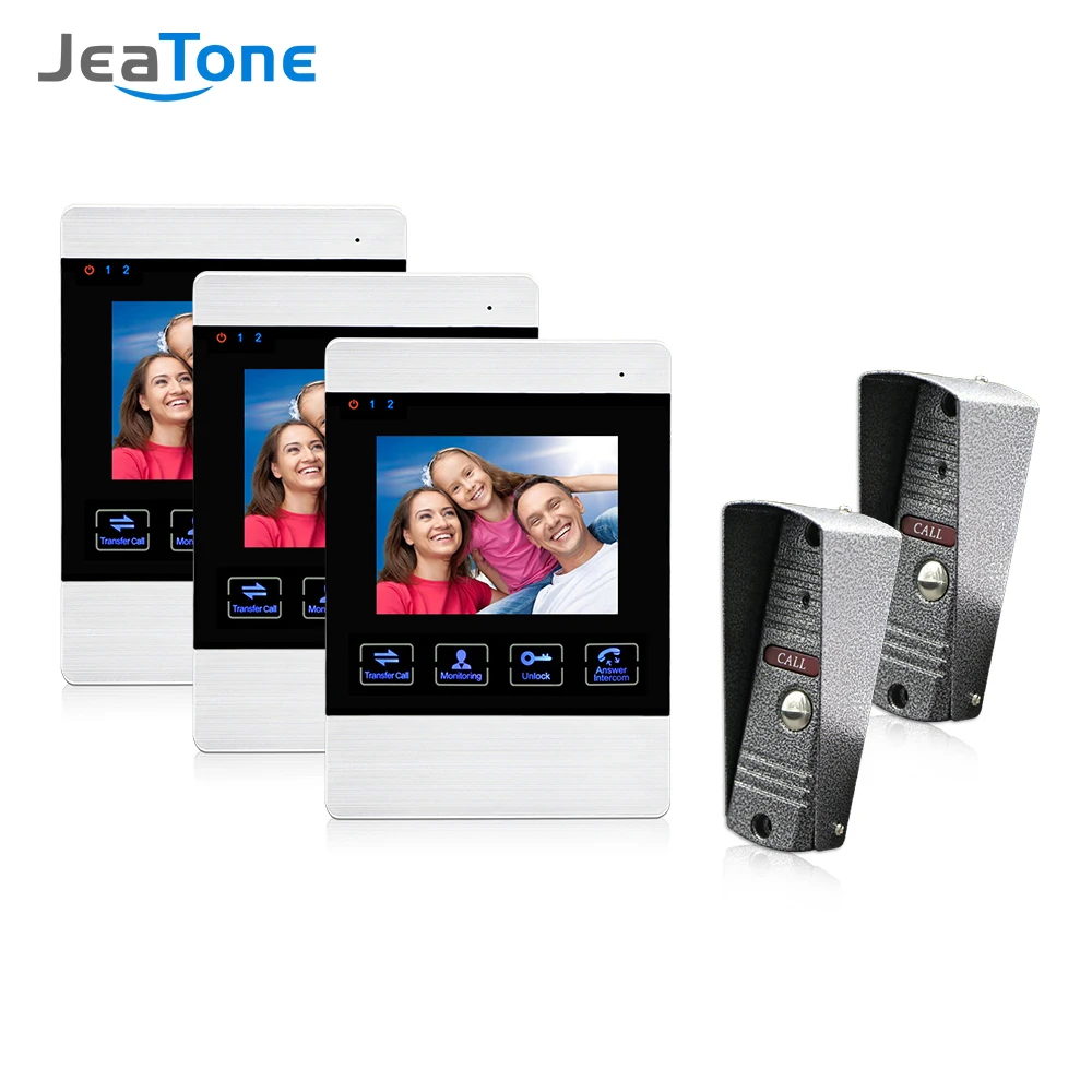 Jeatone 4 дюймовый TFT проводной умный видео домофон система внутренней связи с 3