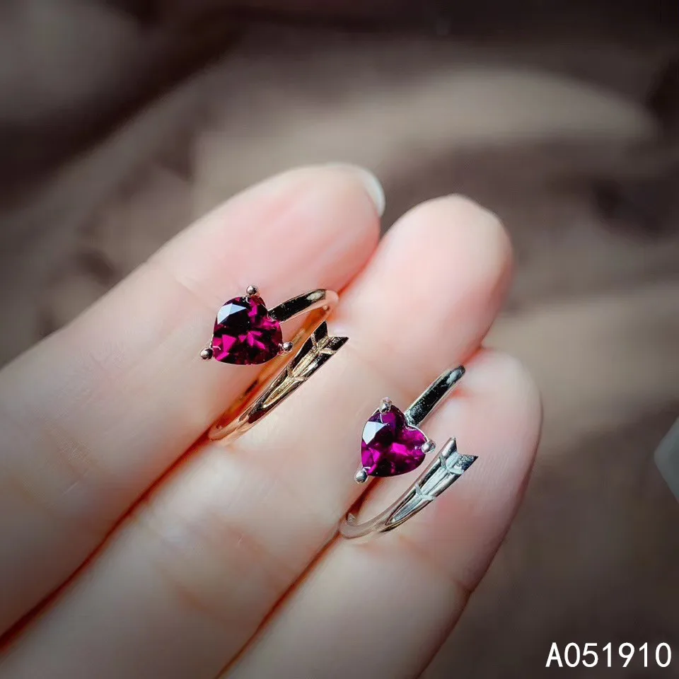 

KJJEAXCMY boutique jewelry 925 sterling silver inlaid natural Garnet gemstone ladies ring support detection fashion