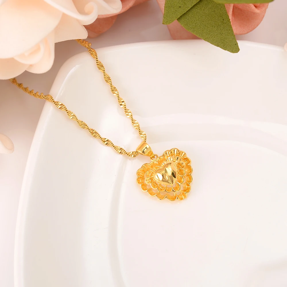 

Bangrui Heart pendant necklace Jewelry sets Classical Necklaces Earrings Set Gold Color Africa Wedding Bride's women girl gift