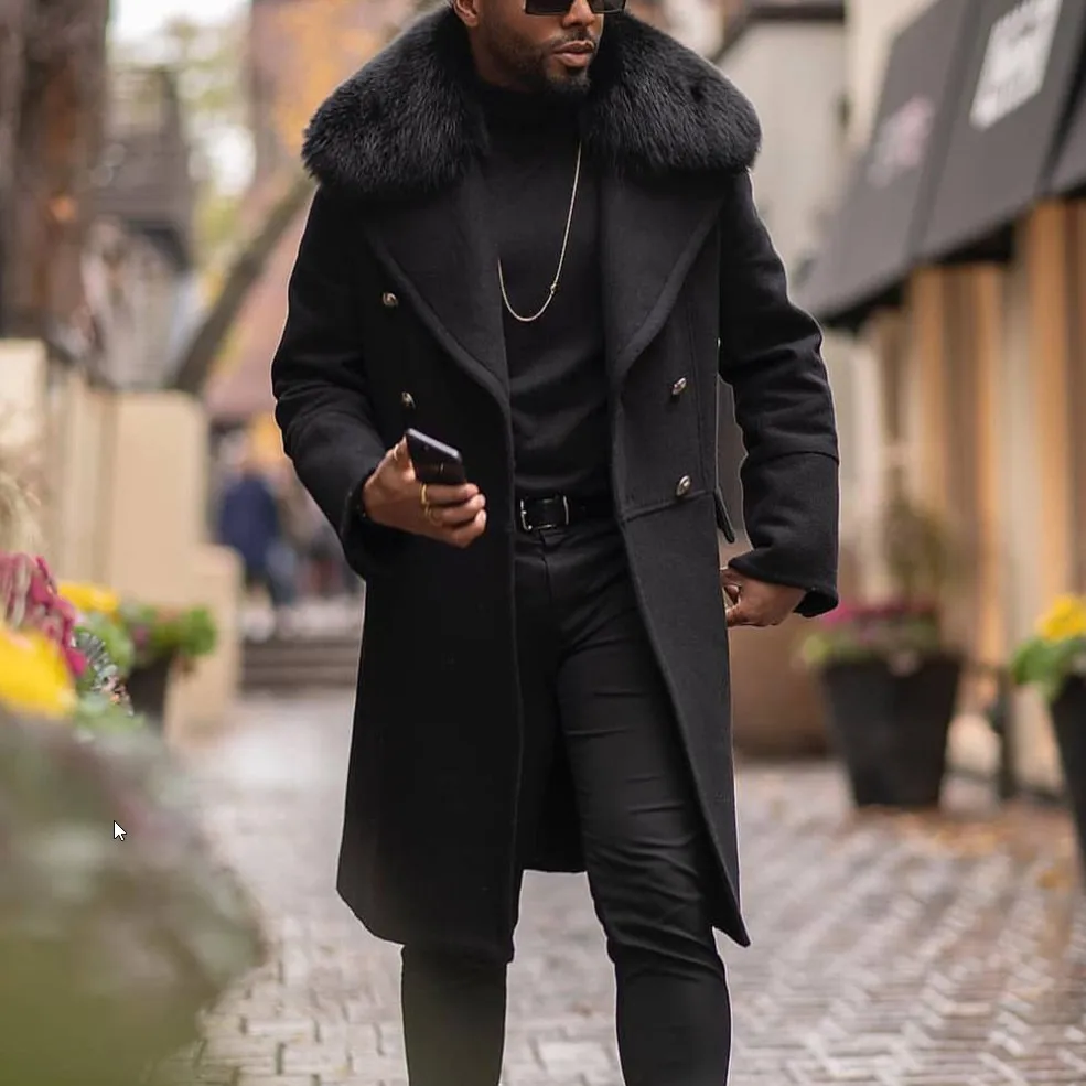 Шерстяные пальто для мужчин Nowsaa длинный женский двубортный черный кардиган