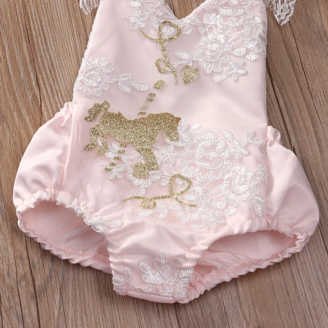Очень милый розовый комплект одежды с блестками для маленьких девочек боди