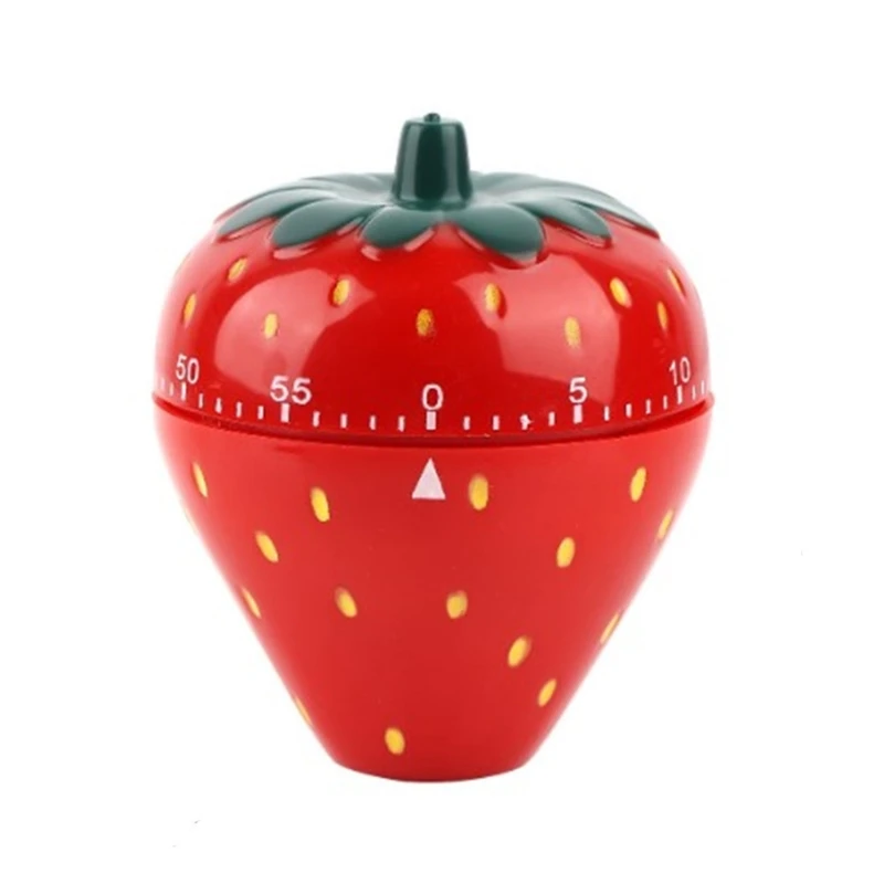 Креативный милый таймер на кухню в форме клубники 60 минут механический заводной менеджер времени обратного отсчета с напоминанием звонка приготовления пищи.