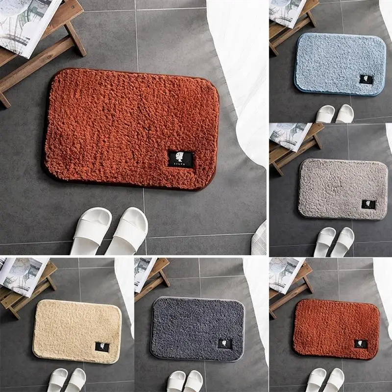 

Bathroom Mat Plush Cushion Non-Slip Absorbent Footmat Entrance Doormat Modern Floor Carpets for Shower Room Toilet