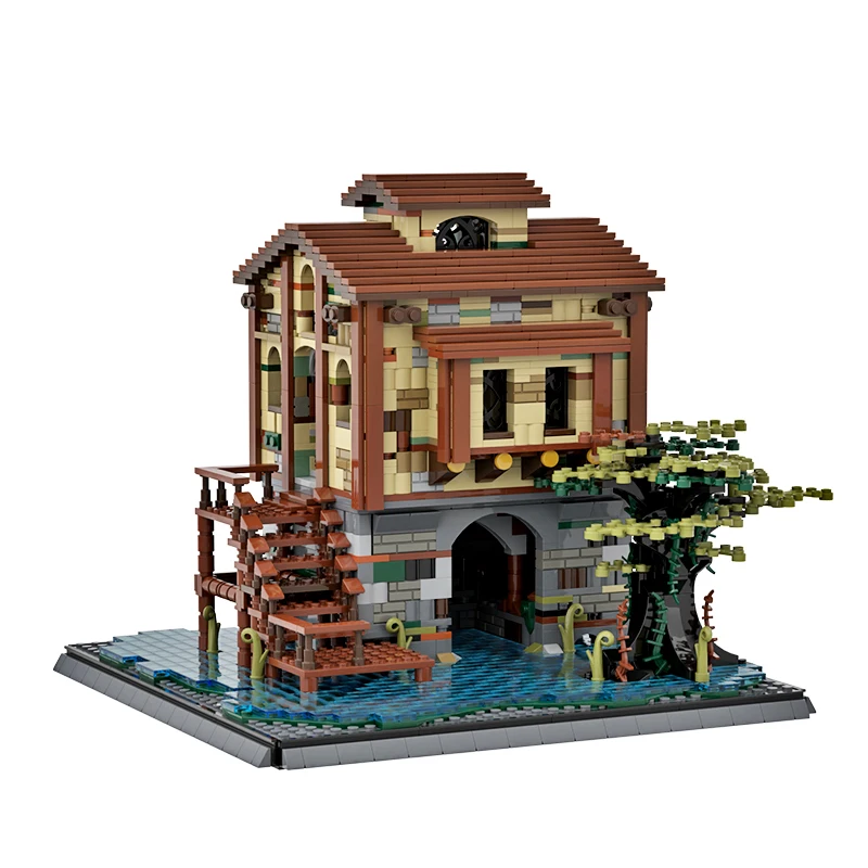 Строительные блоки MOC Swamp дом для укрытия деревенская деревня модель детской