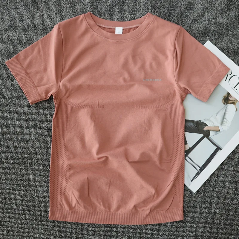 Новое поступление женская футболка для йоги с коротким рукавом дышащая