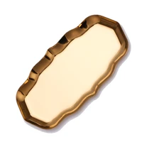 nordic style gold dining platejewelry display tray luxurious brass wave plate metal fruit plate dessert snack trays decorative