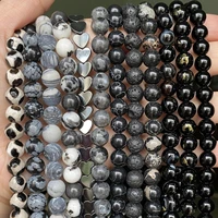 natural stone black agates hematite cat eye labradorite crystal spacer beads for jewelry making needlework diy bracelets 4 12mm