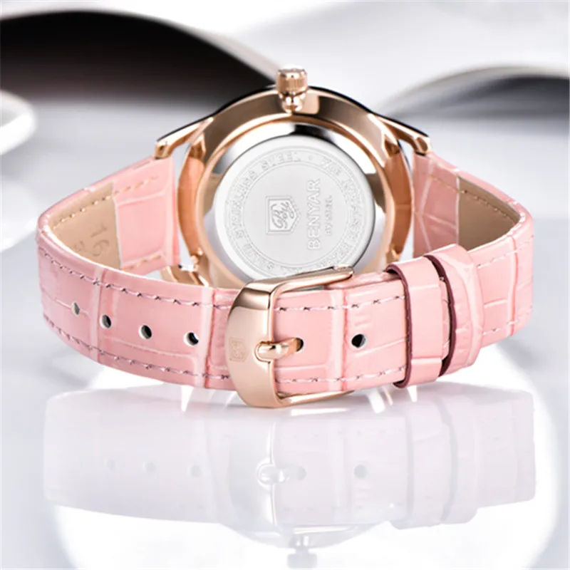 Часы BENYAR женские кварцевые модные золотистые водонепроницаемые спортивные