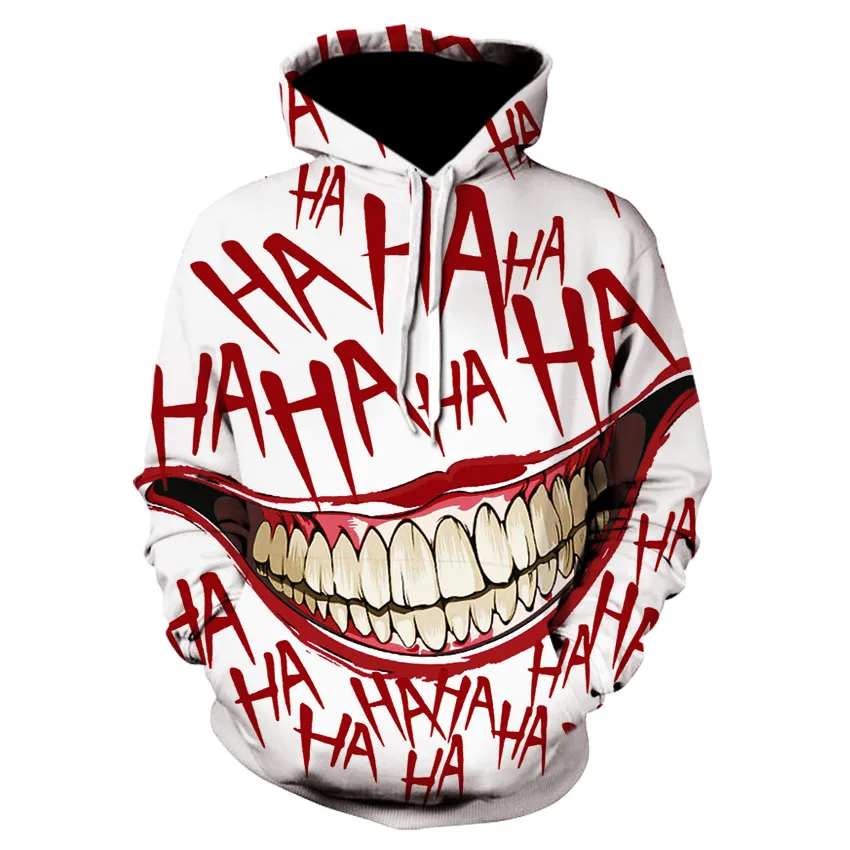 Джокер забавная толстовка пуловер на Хэллоуин Crazy Smile свитшот с длинным рукавом
