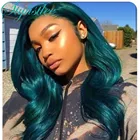 Сине-зеленый 13x4 парик на сетке спереди, цветные парики из человеческих волос для черных женщин, влажные и волнистые волосы на сетке спереди, парик на сетке