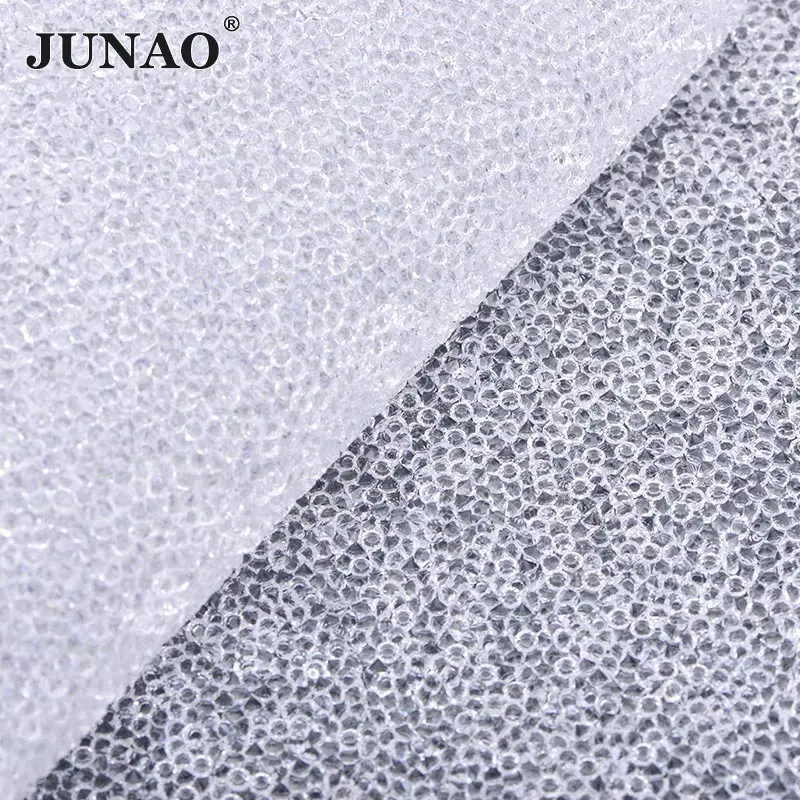 Transparent Clear JUNAO, 24*40 см, самоклеющиеся стразы, отделка, ткань, лист, Золотой Кристалл, аппликация, железо на прозрачной сетке, полимерные стразы, лента - Цвет: Transparent Clear
