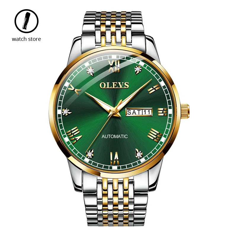 Роскошные полностью стальные механические мужские часы с двойным календарем