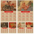 Календарь 2022 года, постеры из крафт-бумаги людей, стиль жизни в период Советского Союза, руководство Председателя Сталина, наклейка, домашний декор