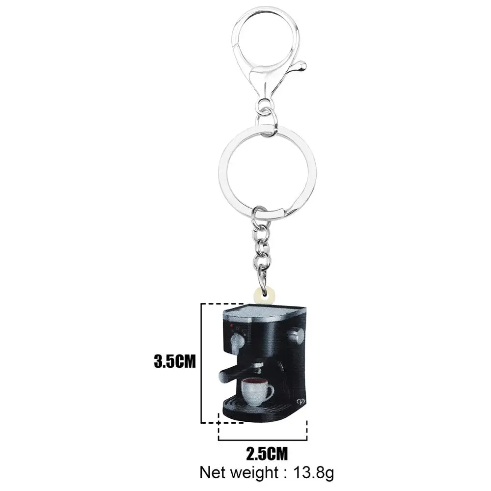 WEVENI Acrylic Coffee Machine Cup Key Chains Rings Bag Car Wallet Purse Decoration Keychain For Women Girls Men Teens Charm Gift