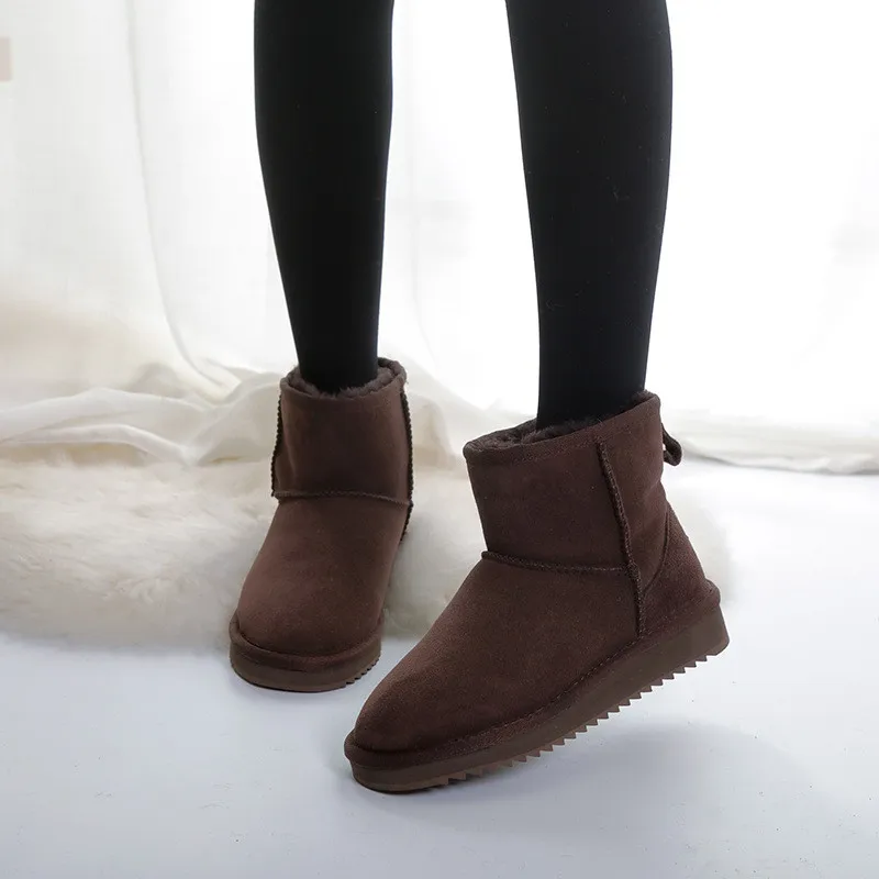 Классические новые зимние ботинки из натуральной овечьей шкуры женская обувь 2020