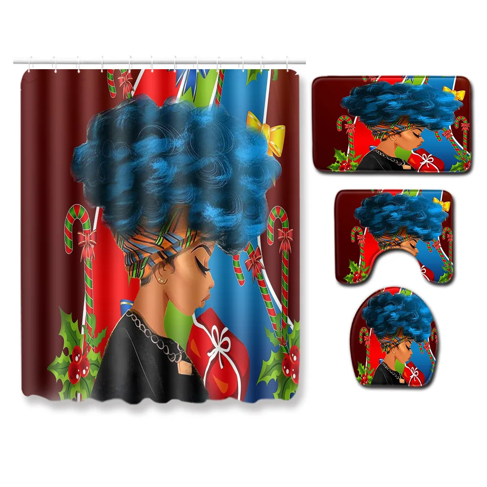 

Zeegle Creative Africa Women Bathroom Mat Printed Toilet Shower Curtain Anti-slip Bathroom Floor Rug Water Absorption Foot Rug