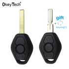 Okeytech дистанционный Автомобильный ключ оболочка без ключа вход брелок для BMW E39 E46 E36 E34 Z3 Z4 X3 X5 3 5 серии ключ пустой 3 кнопки чехол для ключа