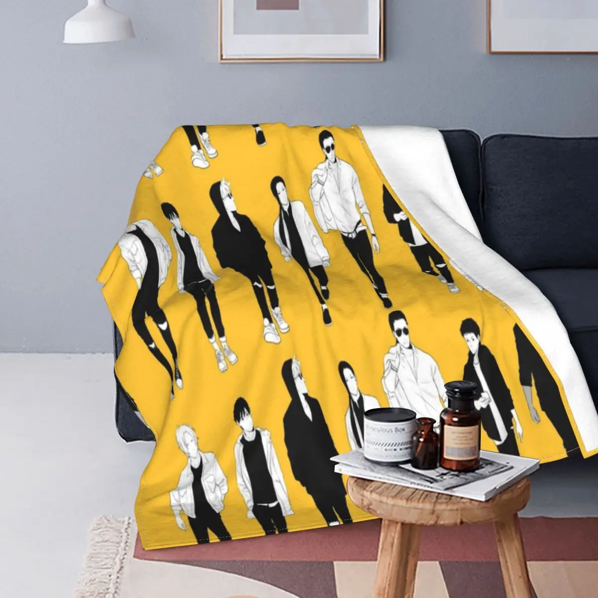 

Banana Fish Boys Blanket Fleece Spring/Autumn Manga Multi-function Ultra-Soft Throw Blankets for Home Outdoor Bedspread