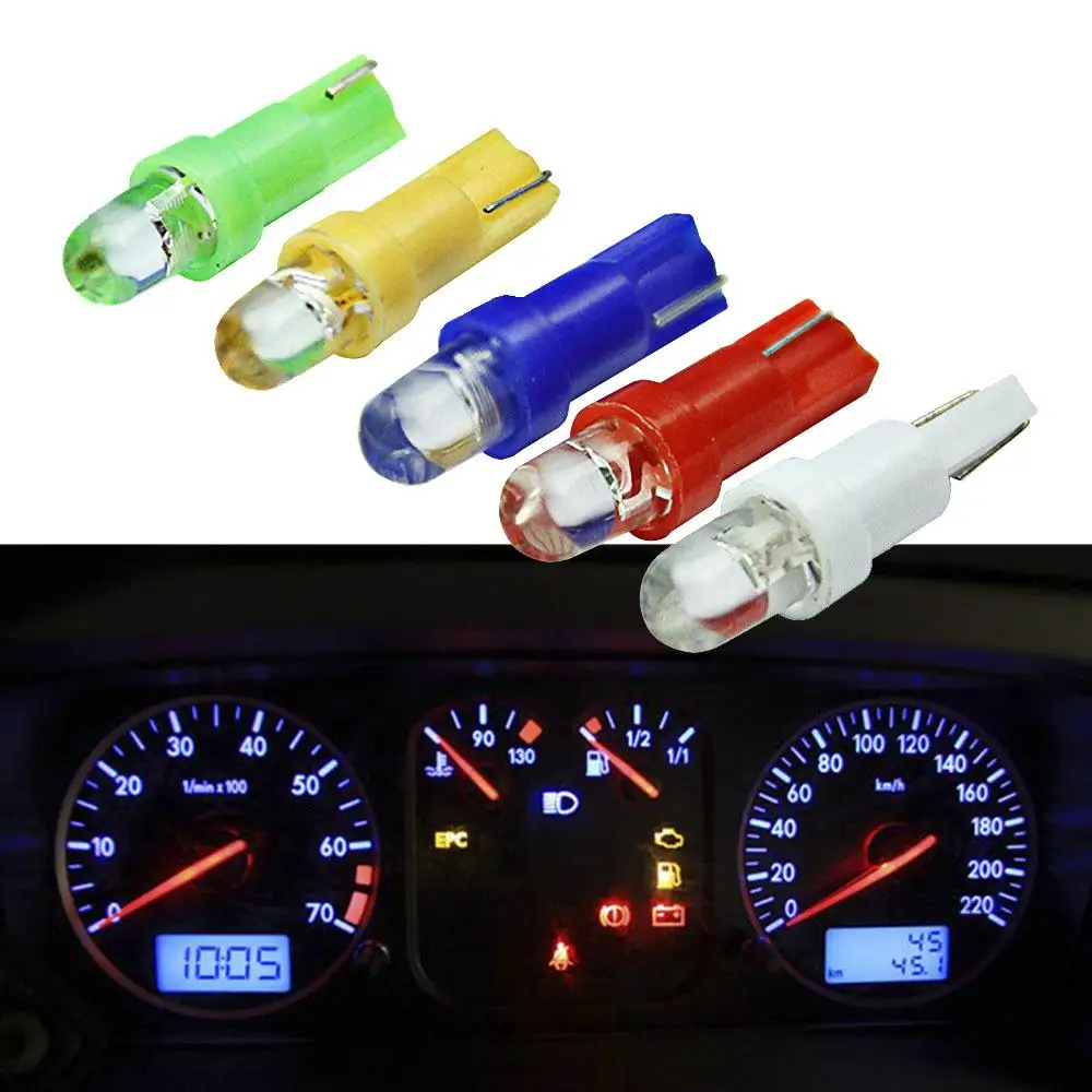 

Car Interior T5 Led Dashboard Wedge 1LED Car Light T5 Bulb Lamp Led T5 12v White/red/blue/green/yellow Car Lights Bulb Warning