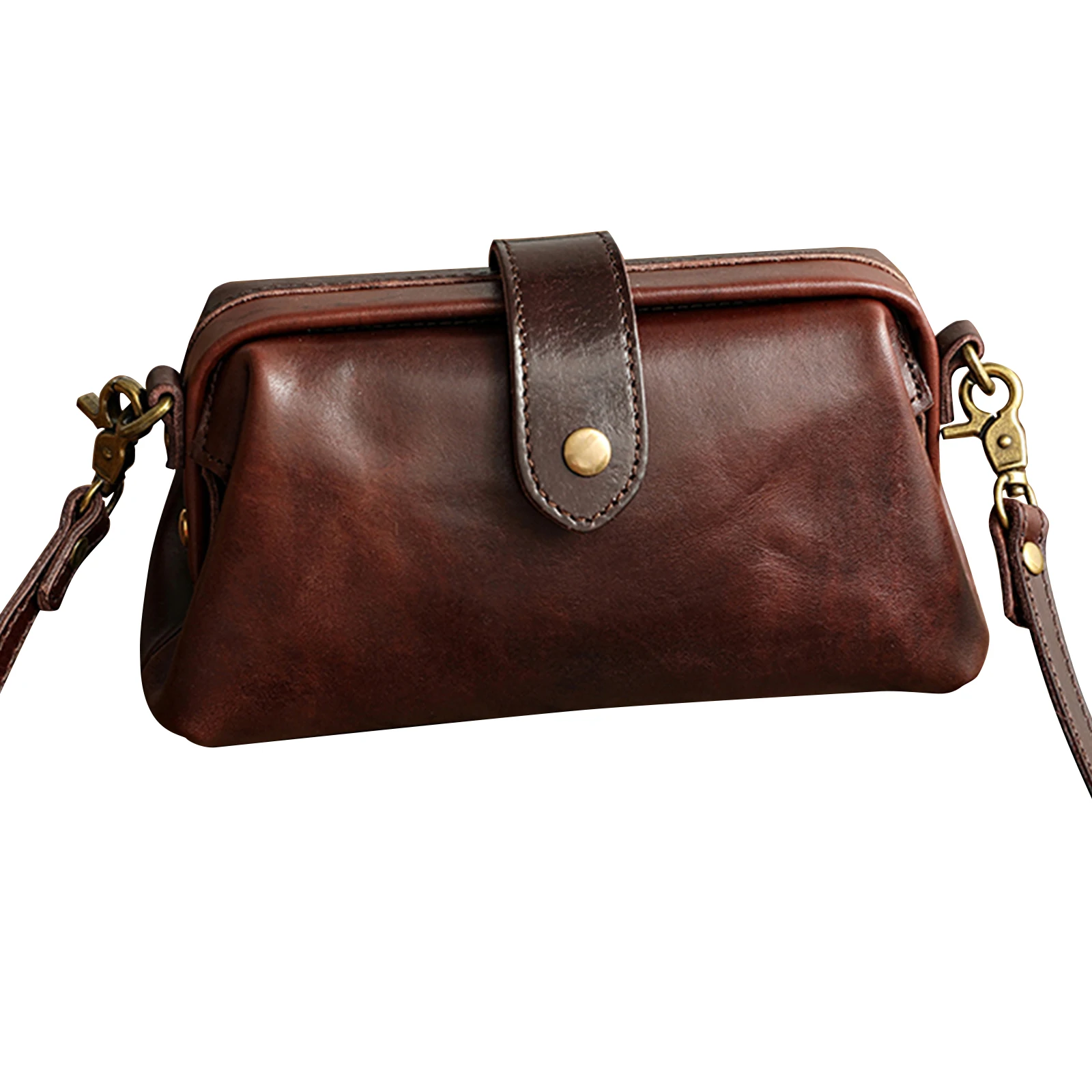 

Premium Leather Retro Handmade Bag Unique Opening Small Women Crossboy Bag FOU99