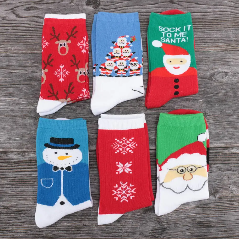 Хлопковые рождественские носки для женщин новинка 2019 года Осень зима новогодний