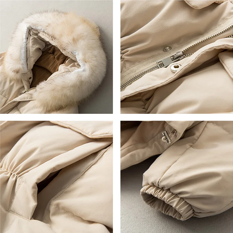 Куртка женская с капюшоном Fitaylor короткая куртка большим натуральным мехом енота