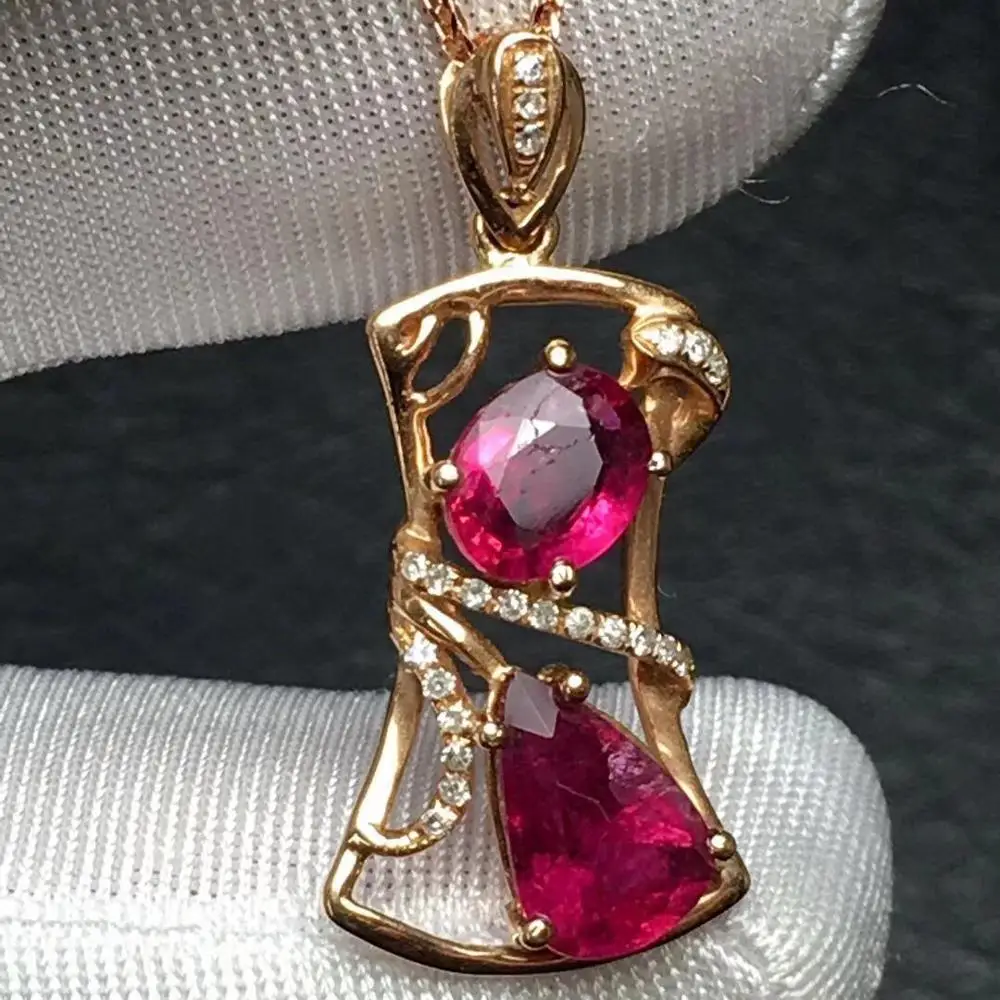 Турмалиновый кулон хорошее ювелирное изделие Настоящее золото 18 К 100%