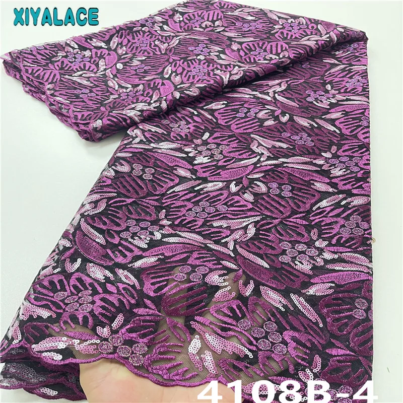 

New Arrival Embroider Lace Fabric Tulle Lace Fabric African Lace Fabric High Quality French Net Laces with Sequins Dress KS4108B