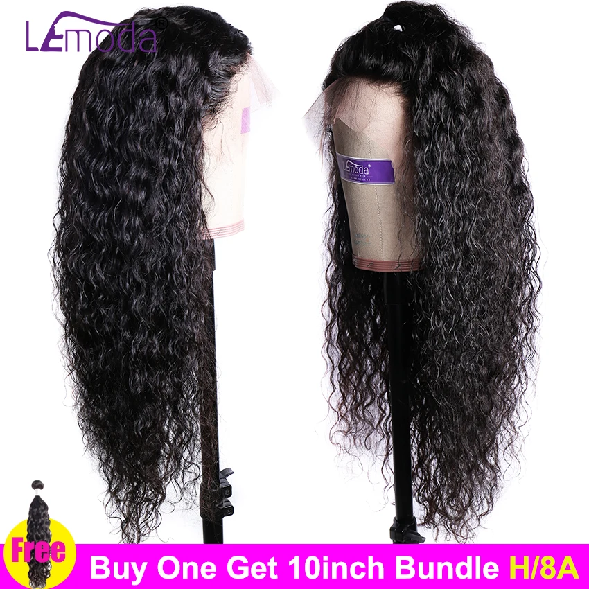 Волнистые волосы парик бразильский Синтетические на кружеве человеческих волос