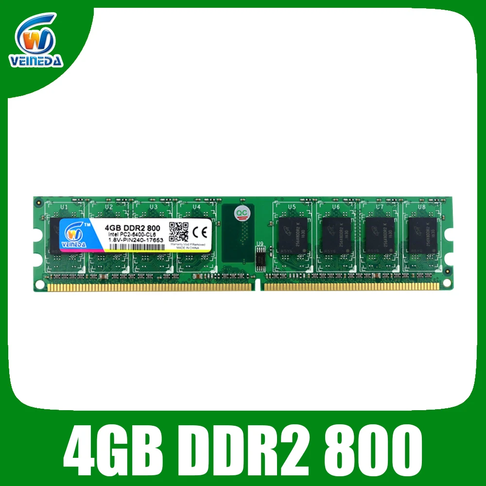 VEINEDA DDR2 800 МГц/667 МГц 4 Гб супер скоростная Память ОЗУ pc2 6400 для материнской платы