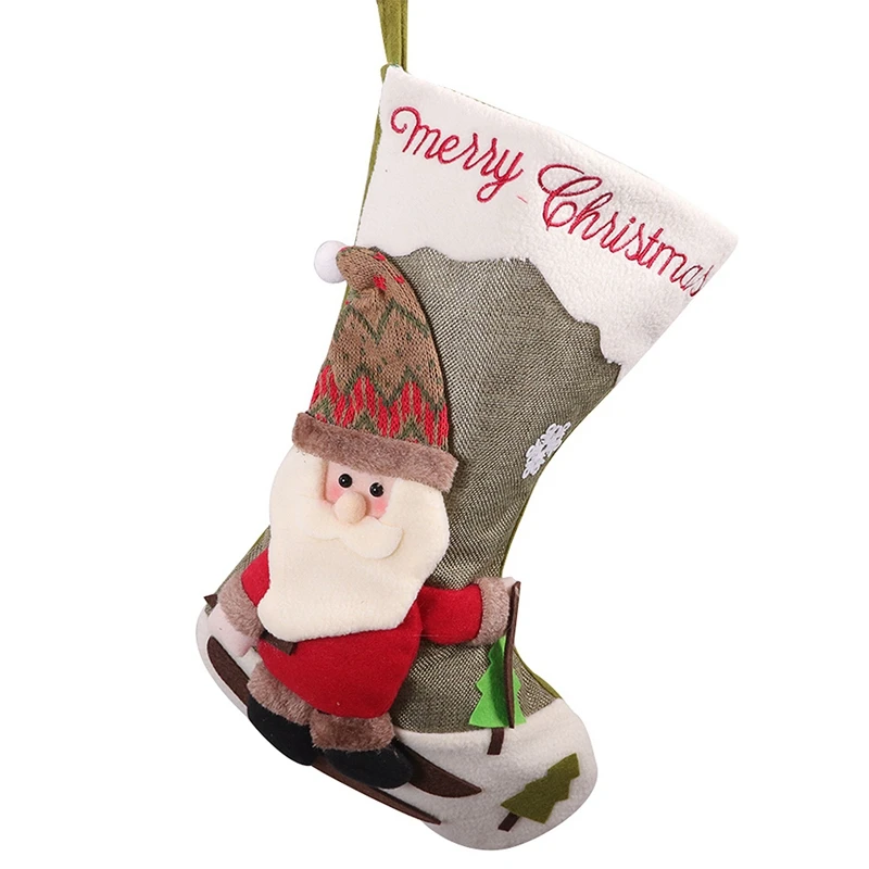 

3 Pcs Christmas Sock Christmas Decoration Assorted Santa Claus and Snowman and Elk for Christmas Party Decorations