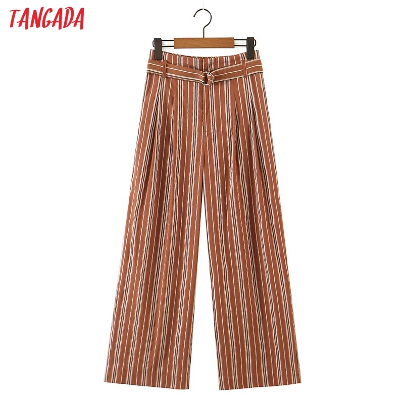 

Брюки женские в полоску, с поясом, 8H38