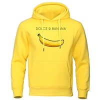 dolce banana printing mens sweatshirt fashion casual hoodies autumn loose pullover tops pocket fleece warm sportswear male