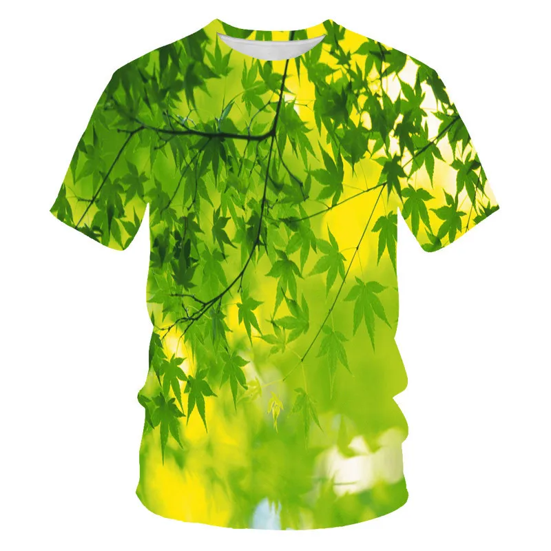 

Natural green grass leaves and roses 3D printed T-shirt cool unisex short-sleeved t-shirt summer fashion casual top style S-5XL